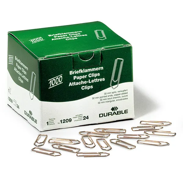 Büroklammer Durable 1209 - 32 mm verkupfert Metall Pckg/1000