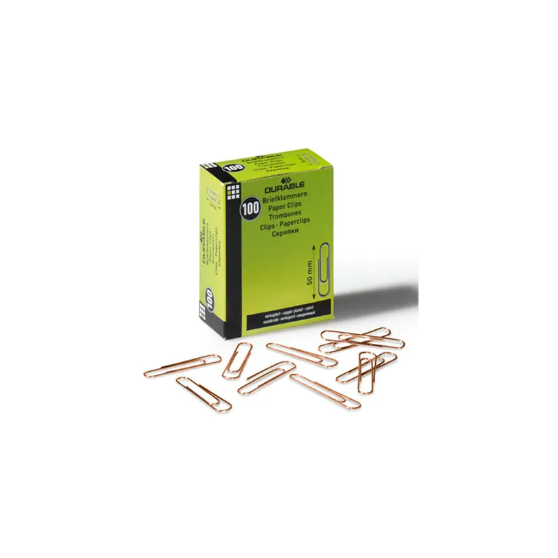 Büroklammer Durable 1225 - 50 mm verkupfert Metall Pckg/100