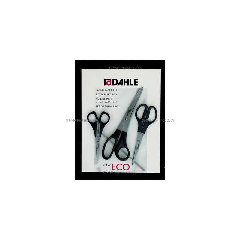 Büroschere Dahle 54600 - 5 / 6 / 8 Zoll 130 / 150 / 200 mm schwarz abgerundet/spitz ergonomischer Kunststoffgriff Set
