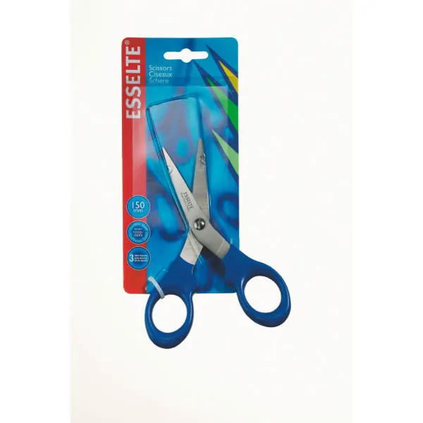 Büroschere Esselte 2000 82113 - 6 Zoll 150 mm blau abgerundet Kunststoffgriff