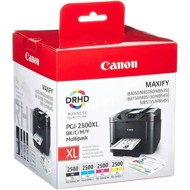 Canon Tintenpatronen PGI-2500 XL Multipack - (schwarz cyan magenta gelb) ORIGINAL für MAXIFY Drucker