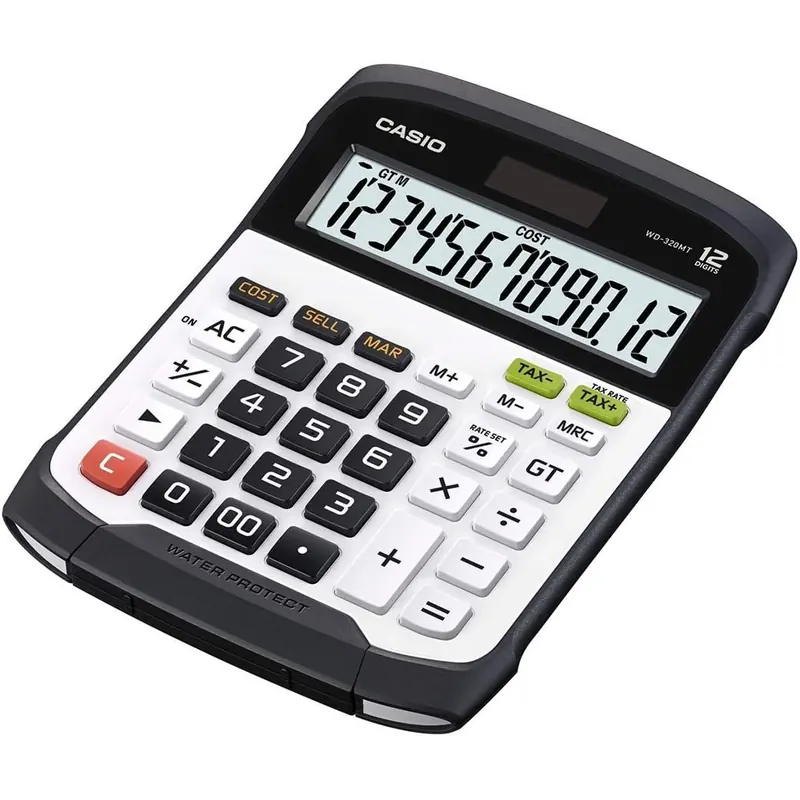 CASIO WD-320MT Tischrechner groß spritzwasser-/staubgeschützt, Tastatur abnehmbar + waschbar