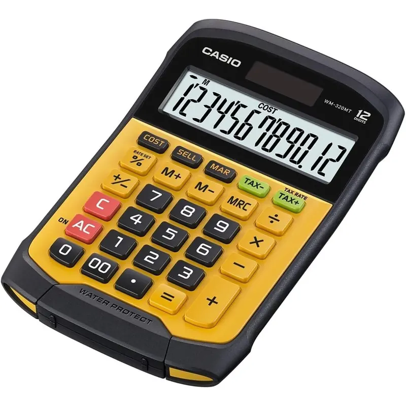 CASIO WM-320MT Tischrechner kompakt spritzwasser-/staubgeschützt, Tastatur abnehmbar + waschbar