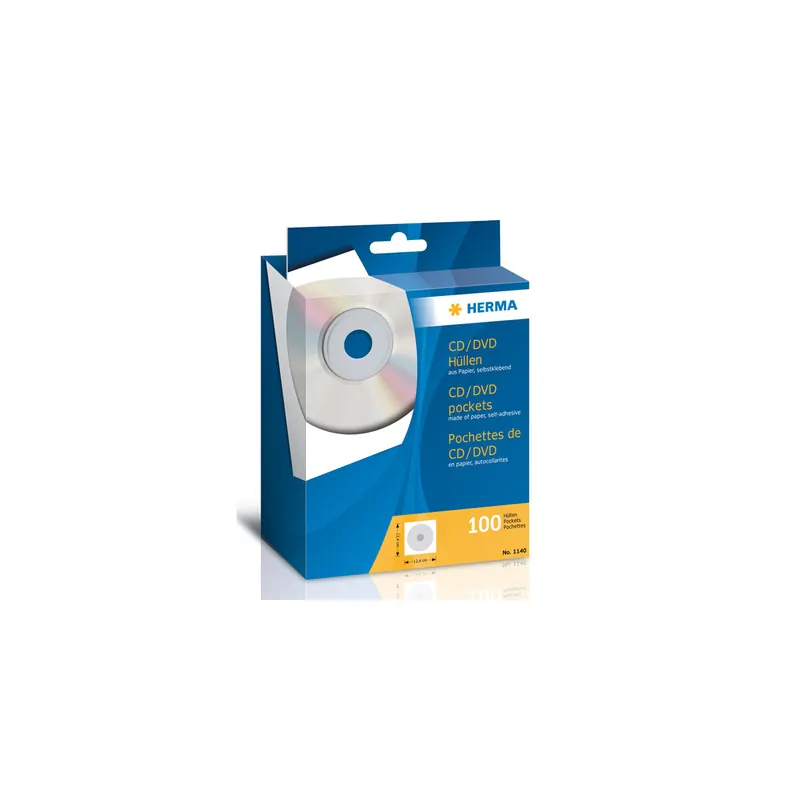 CD Hülle Herma 1140 - 124 x 124 mm weiß für 1 CD mit Sichtfenster Papier Pckg/100