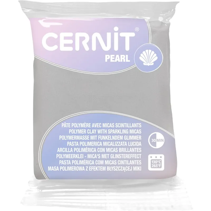 CERNIT CE0860056085C - Block Modelliermasse (Polymer) PEARL, ofenhärtend, sofort gebrauchsfähig, 56g, für DIY, Schmuck, Figuren, für Einsteiger und Hobbykünstler, Perlmutt-Glitzer, 1 Stück