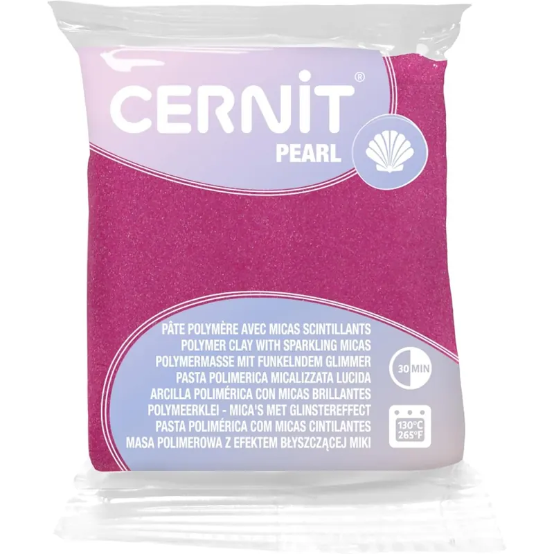 CERNIT CE0860056460C - Block Modelliermasse (Polymer) PEARL, ofenhärtend, sofort gebrauchsfähig, 56g, für DIY, Schmuck, Figuren, für Einsteiger und Hobbykünstler, Magenta, 1 Stück