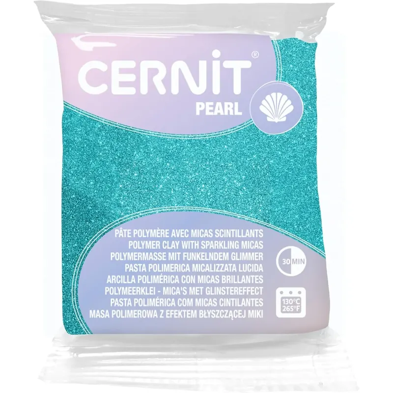 CERNIT CE0860056600C - Block Modelliermasse (Polymer) PEARL, ofenhärtend, sofort gebrauchsfähig, 56g, für DIY, Schmuck, Figuren, für Einsteiger und Hobbykünstler, Grün, 1 Stück