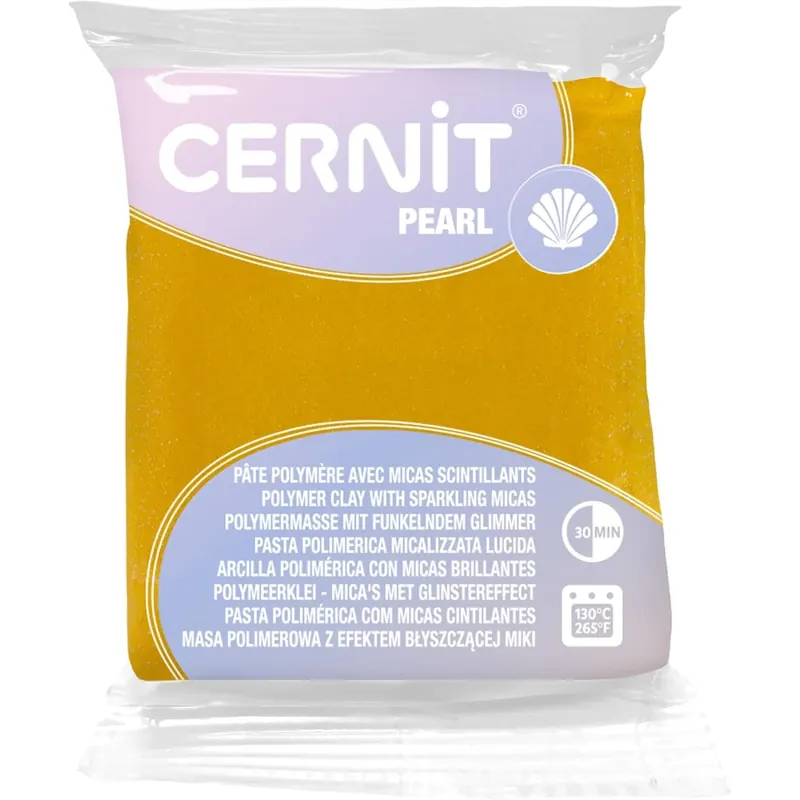 CERNIT CE0860056700C - Block Modelliermasse (Polymer) PEARL, ofenhärtend, sofort gebrauchsfähig, 56g, für DIY, Schmuck, Figuren, für Einsteiger und Hobbykünstler, Gelb, 1 Stück