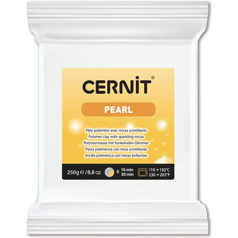 CERNIT CE0860250085C - Block Modelliermasse (Polymer) PEARL, ofenhärtend, sofort gebrauchsfähig, 250g, für DIY, Schmuck, Figuren, für Einsteiger und Hobbykünstler, Perlmutt - Glizer, 1 Stück