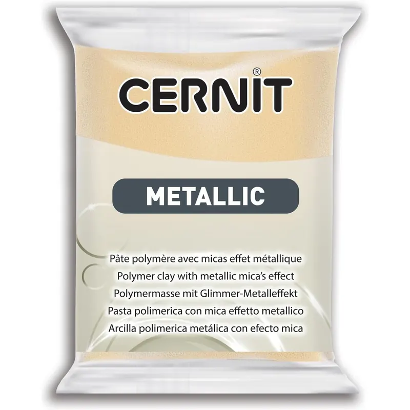 CERNIT CE0870056045C - Block Modelliermasse (Polymer) METALLIC, ofenhärtend, sofort gebrauchsfähig, 56g, geeignet für DIY, Schmuck und Figuren, für Einsteiger und Hobbykünstler, Champagner, 1 Stück