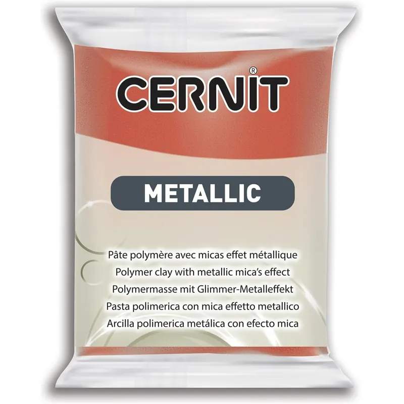 CERNIT CE0870056057C - Block Modelliermasse (Polymer) METALLIC, ofenhärtend, sofort gebrauchsfähig, 56g, geeignet für DIY, Schmuck und Figuren, für Einsteiger und Hobbykünstler, Kupfer, 1 Stück