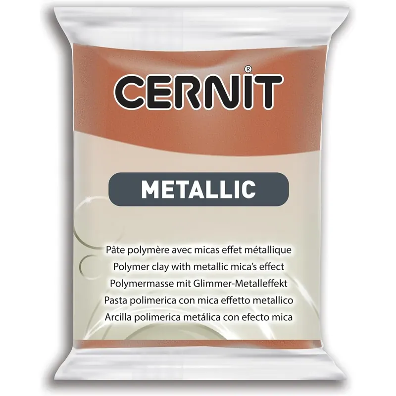 CERNIT CE0870056058C - Block Modelliermasse (Polymer) METALLIC, ofenhärtend, sofort gebrauchsfähig, 56g, geeignet für DIY, Schmuck und Figuren, für Einsteiger und Hobbykünstler, Bronze, 1 Stück