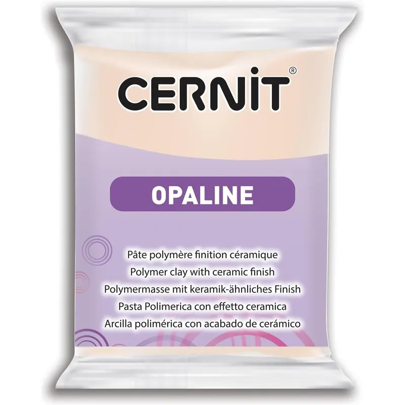 CERNIT CE0880056425C - Block Modelliermasse (Polymer) OPALINE, halb transluzent, ofenhärtend, sofort gebrauchsfähig, 56g, für DIY und Schmuck, für Einsteiger und Hobbykünstler, Rosabeige, 1 Stück