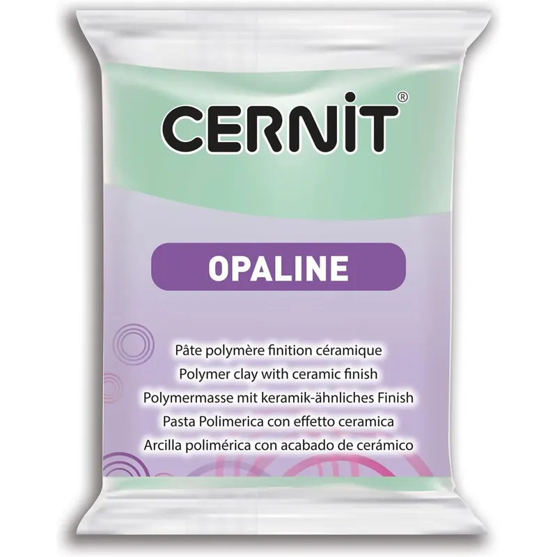 CERNIT CE0880056640C - Block Modelliermasse (Polymer) OPALINE, halb transluzent, ofenhärtend, sofort gebrauchsfähig, 56g, für DIY, Schmuck, Figuren, für Einsteiger und Hobbykünstler Minze 1 Stück