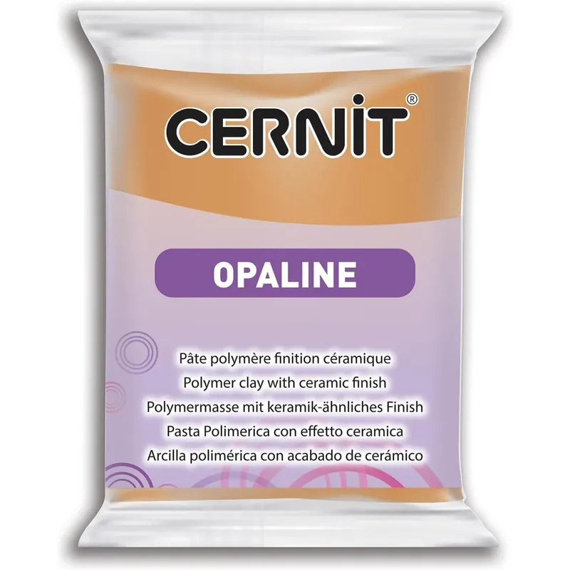 CERNIT CE0880056807C - Block Modelliermasse (Polymer) OPALINE, halb transluzent, ofenhärtend, sofort gebrauchsfähig, 56g, für DIY und Schmuck, für Einsteiger und Hobbykünstler, Karamel, 1 Stück