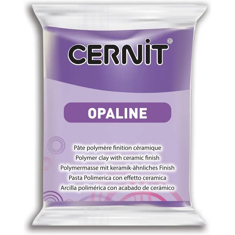 CERNIT CE0880056900C - Block Modelliermasse (Polymer) OPALINE, halb transluzent, ofenhärtend, sofort gebrauchsfähig, 56g, für DIY und Schmuck, für Einsteiger und Hobbykünstler, Violett, 1 Stück
