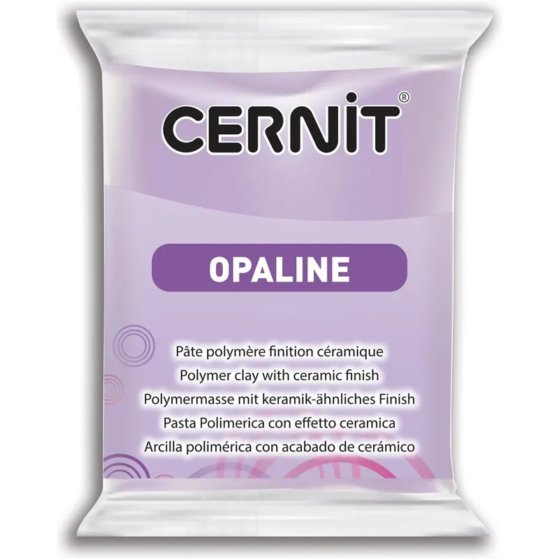 CERNIT CE0880056931C - Block Modelliermasse (Polymer) OPALINE, halb transluzent, ofenhärtend, sofort gebrauchsfähig, 56g, für DIY, Schmuck, Figuren, für Einsteiger und Hobbykünstler, Lila1 Stück