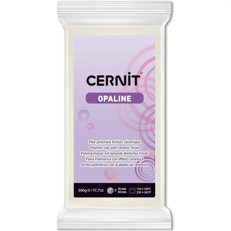 CERNIT CE0880500010C - Block Modelliermasse (Polymer) OPALINE, halb transluzent, ofenhärtend, sofort gebrauchsfähig, 500g, für DIY, Schmuck, Figuren, für Einsteiger und Hobbykünstler, Weiß1 Stück