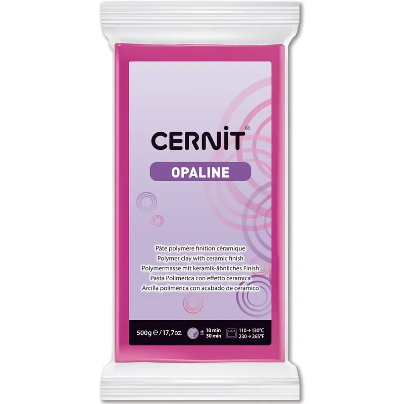 CERNIT CE0880500460C - Block Modelliermasse (Polymer) OPALINE, halb transluzent, ofenhärtend, sofort gebrauchsfähig, 500g, für DIY und Schmuck, für Einsteiger und Hobbykünstler Magenta 1 Stück