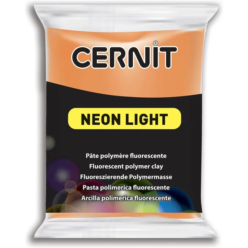 CERNIT CE0930056752C - Block Modelliermasse (Polymer) NEON LIGHT, ofenhärtend, sofort gebrauchsfähig, 56g, für DIY, Schmuck, Figuren, für Einsteiger und Hobbykünstler, Neon Orange, 1 Stück