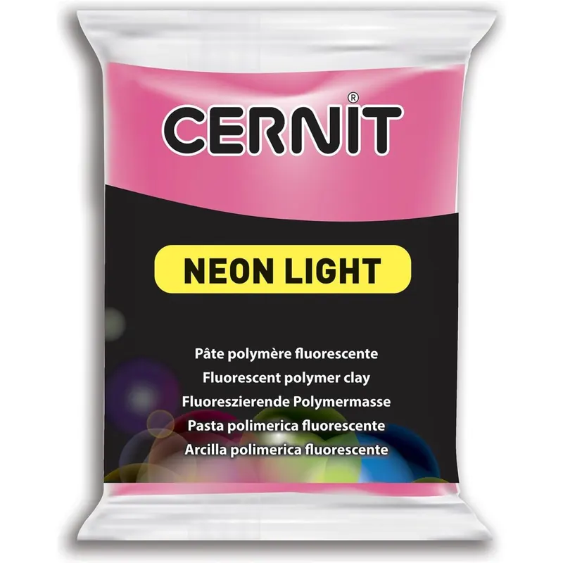 CERNIT CE0930056922C - Block Modelliermasse (Polymer) NEON LIGHT, ofenhärtend, sofort gebrauchsfähig, 56g, für DIY, Schmuck, Figuren, für Einsteiger und Hobbykünstler, Neon Fuchsia, 1 Stück