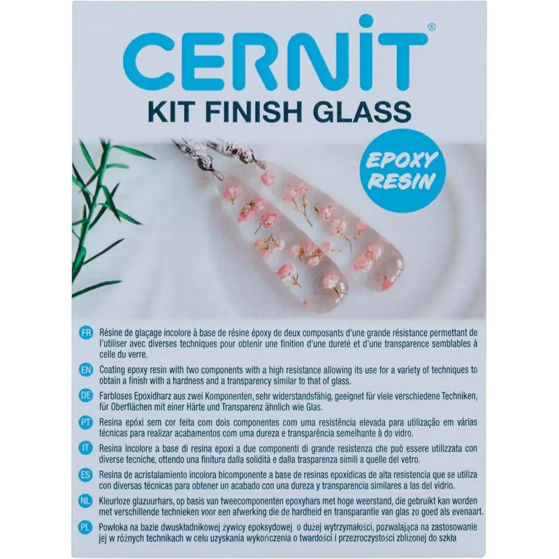CERNIT CE3060002K01C - Set FINISH GLASS (Flakon Harz 120ml + Flakon Härter 60ml), sehr hart und Kristalloptik, schützend und widerstandfähig, für die Malerei, DIY- und Bastelprojekte, 1 Set