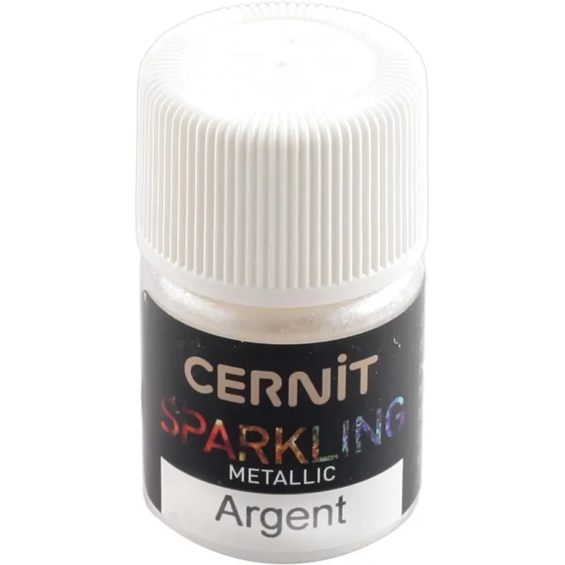 CERNIT CE6100005080C - Dose Pigmentpulver 5g, SPARKLING METALLIC, für Modelliermasse (Polymer) und Epoxidharz geeignet, für die Malerei, DIY- und Bastelprojekte, Silber mit Metalleffekt, 1 Stück