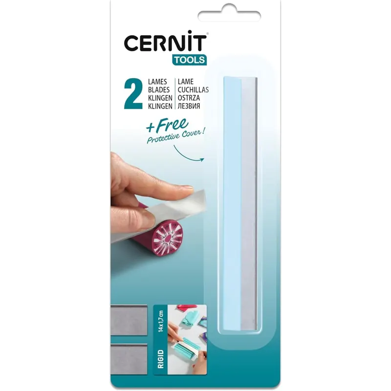 CERNIT CE908C - Set mit 2 Modellierklingen aus Metall, starr, speziell für die Verwendung mit Modelliermasse (Polymer) entwickelt, leicht zu reinigen, für Bastelprojekte, Metallgrau, 1 Stück