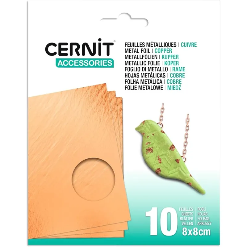 CERNIT CE923C - Packung mit 10 Metallfolien, 8,5x8,5 cm, für Bastelaktivität und DIY.Projekte. Kupfer, 1 Pack