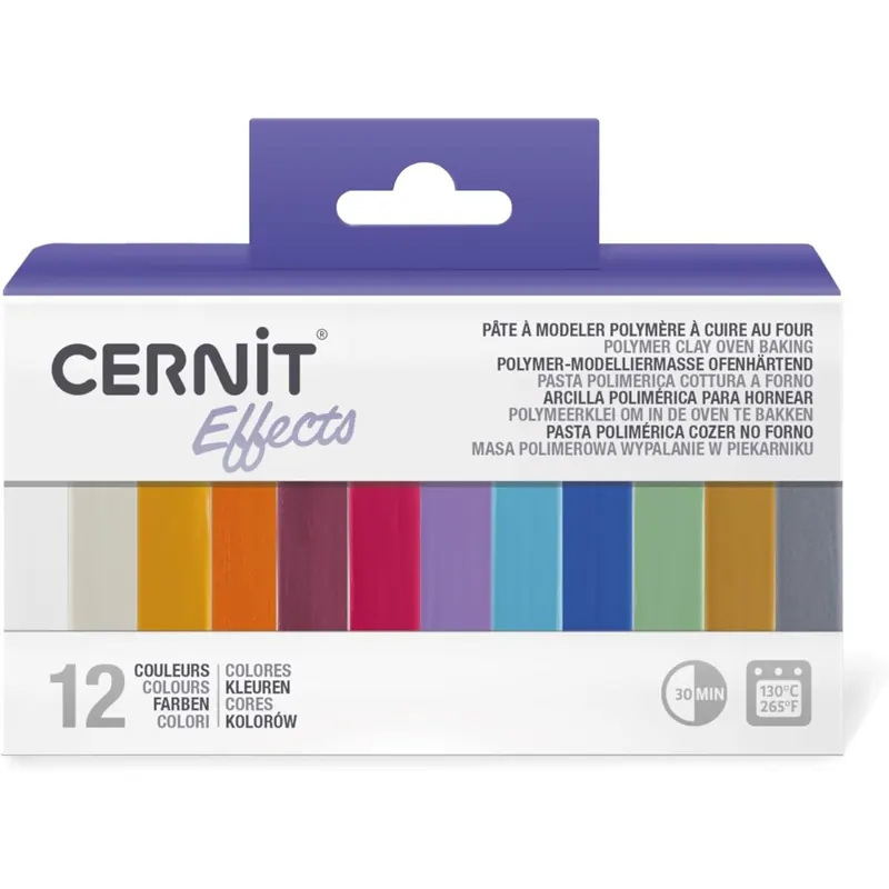 CERNIT CEASS003C - Set mit 12 Farben Ofenhärtende Polymer-Modelliermasse Essentials à 25g, für Bastelaktivität, Transluzent und Metallic, 1 Set