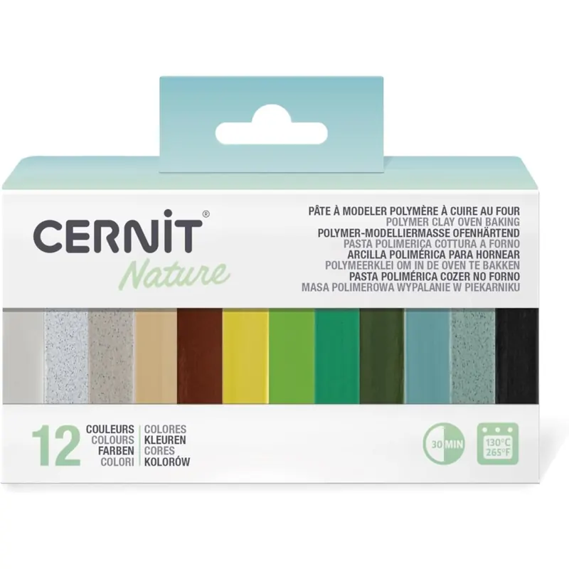 CERNIT CEASS004C - Set mit 12 Farben Ofenhärtende Polymer-Modelliermasse Essentials à 25g, für Bastelaktivität, Natur, 1 Set