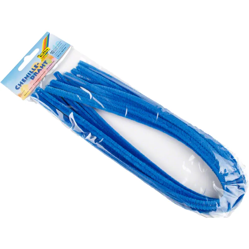Chenilledraht / Pfeifenreiniger 8mm Ø, 50 cm lang, P/10 Stück, mittelblau