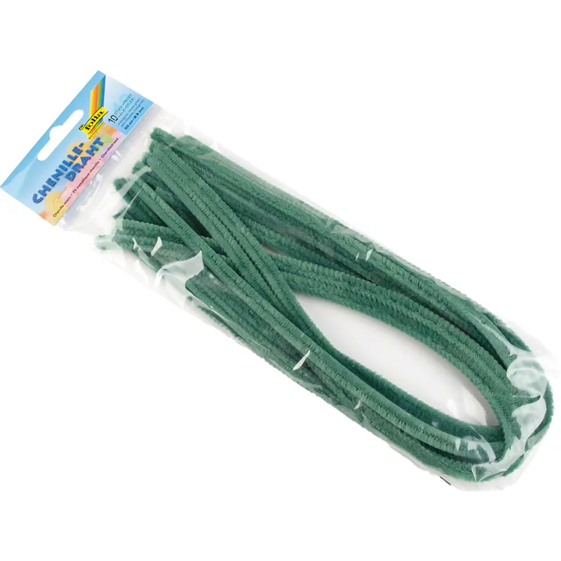 Chenilledraht / Pfeifenreiniger 8mm Ø, 50 cm lang, P/10 Stück, moosgrün