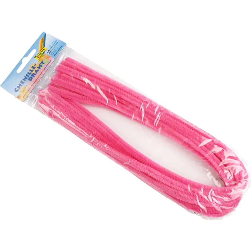 Chenilledraht / Pfeifenreiniger 8mm Ø, 50 cm lang, P/10 Stück, pink