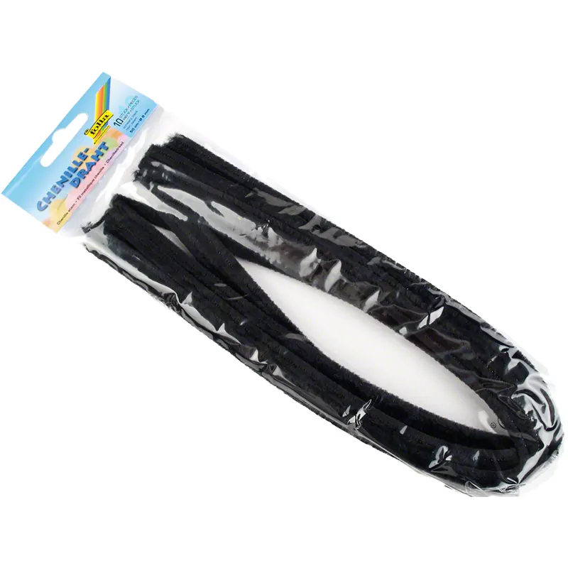 Chenilledraht / Pfeifenreiniger 8mm Ø, 50 cm lang, P/10 Stück, schwarz