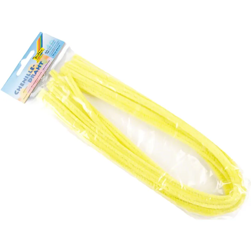 Chenilledraht / Pfeifenreiniger 8mm Ø, 50 cm lang, P/10 Stück, zitronengelb