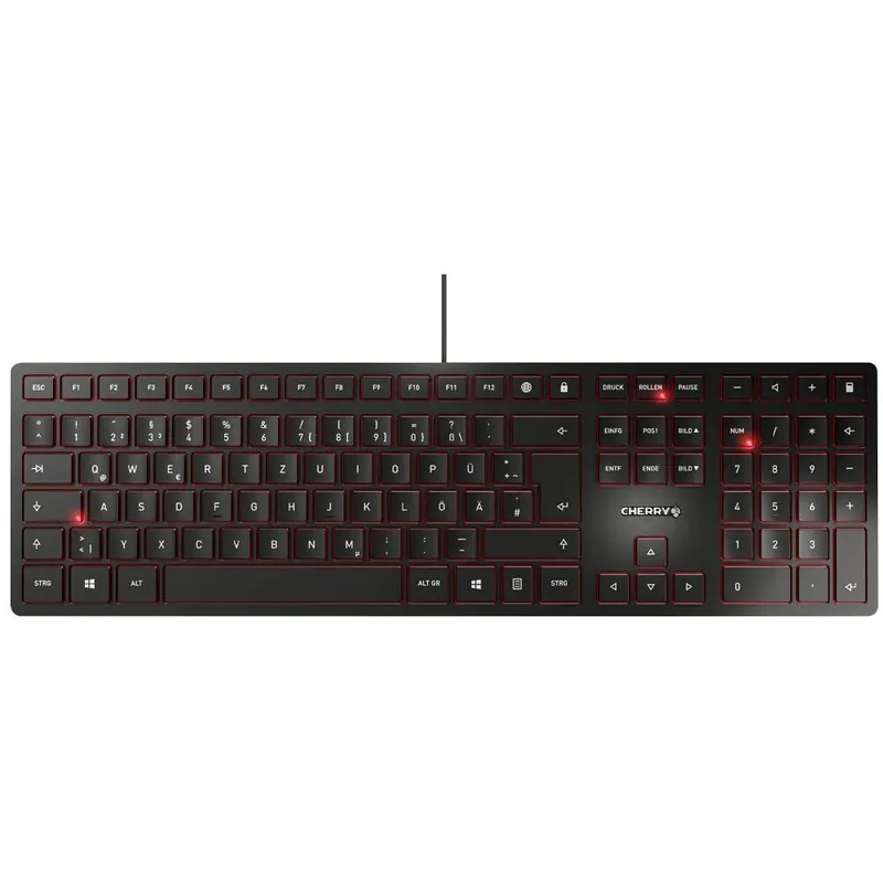 CHERRY KC 6000 Slim, Deutsches Layout, QWERTZ Tastatur, kabelgebundene Tastatur, Scherenmechanik für perfekten Tastenanschlag, ultraflaches Design, schwarz