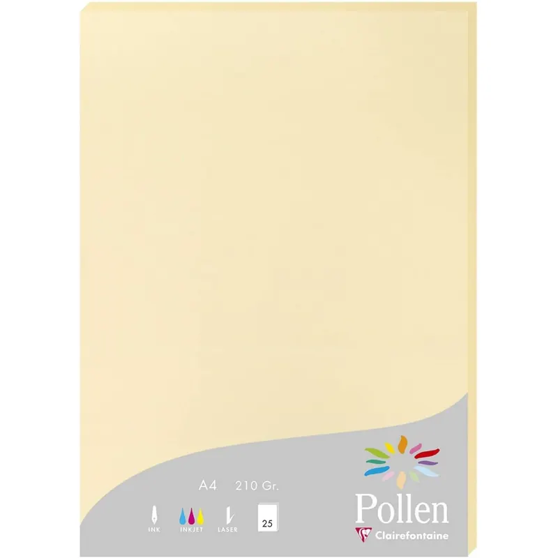 Clairefontaine 24206C Packung mit 25 Karten Pollen 210g, DIN A4, 21 x 29,7cm, Chamois