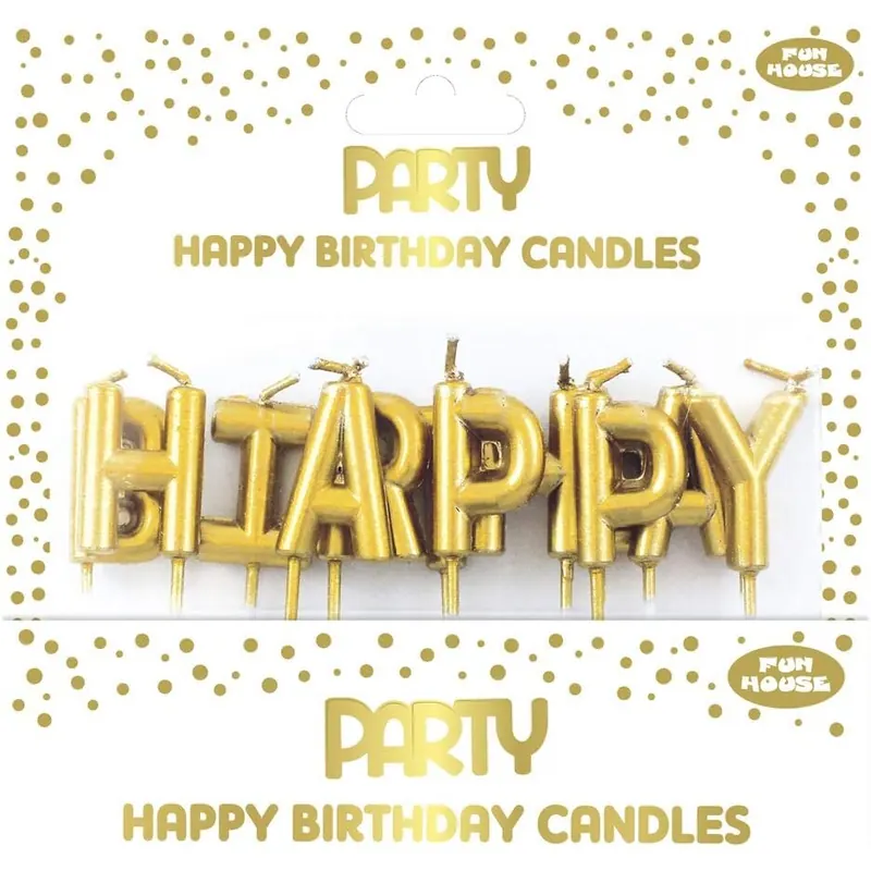 Clairefontaine 24330-GC - Set mit Kerzen Buchstabe mit Metalleffekt, ''Happy Birthday'', Gold, 1 Set