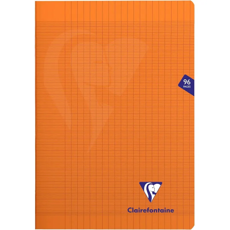 Clairefontaine 383161C - Schulheft Mimesys DIN A4 21x29,7 cm, robust mit Umschlag aus PP, 48 Blatt, französische Lineatur, 90g, Orange, 1 Stück
