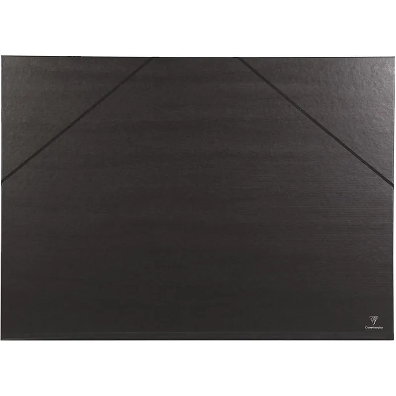 Clairefontaine 44500C Zeichenmappe Kraft Verge mit Gummizug rücken 30 mm, innen: 50 x 70 cm, außen: 52 x 72 cm, schwarz