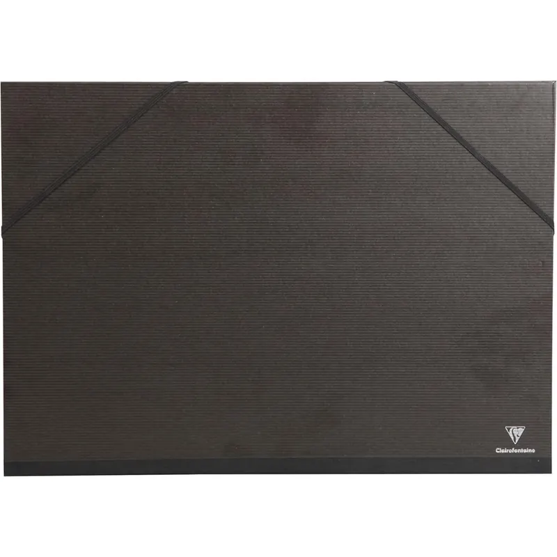 Clairefontaine 44800C Kraft Zeichenmappe (Gummizug, Rücken 30 mm, DIN A3+, innen: 29,7 x 42 cm, außen: 32 x 45 cm, ideal zur Aufbewahrung Ihrer Werke) schwarz