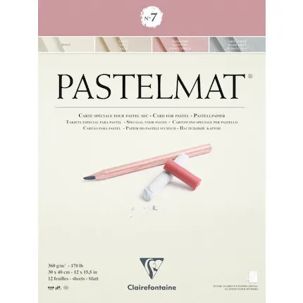 Clairefontaine 96054C - Zeichenblock Pastelmat, geleimt, 12 Bogen 30x40cm, 360g, ideal für Trockentechniken und Pastell, 4 farbig sortiert, 1 Stück