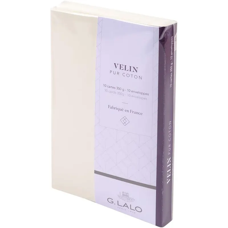 Clairefontaine Lalo 29400L - Korrespondenz-Set mit 10 Visitenkarten 8,5x13,5 cm, 350g und 10 Umschläge 9x14 cm, Velinpapier, 1 Pack, Creme