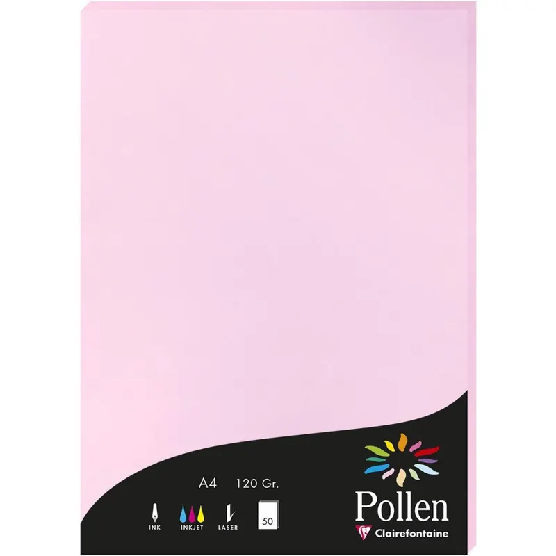 Clairefontaine Pollen Papier Bonbonrosa 120g/m² DIN-A4 50 Blatt