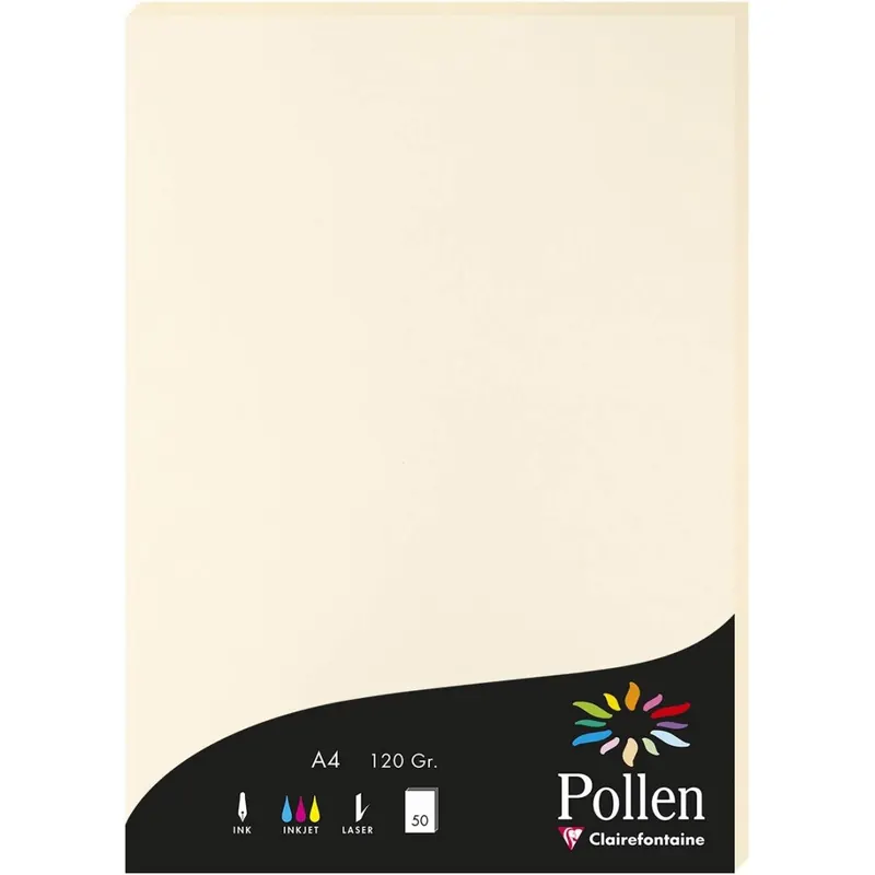 Clairefontaine Pollen Papier Elfenbein 120g/m² DIN-A4 50 Blatt