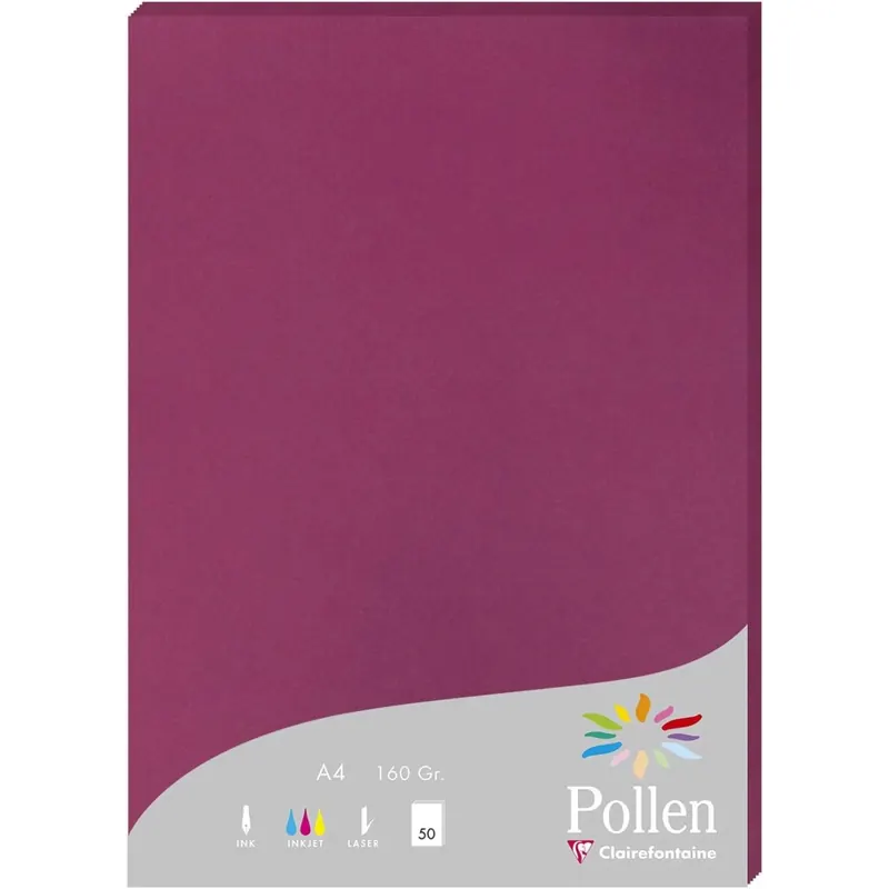 Clairefontaine Pollen Papier Himbeerrosa 160g/m² DIN-A4 50 Blatt
