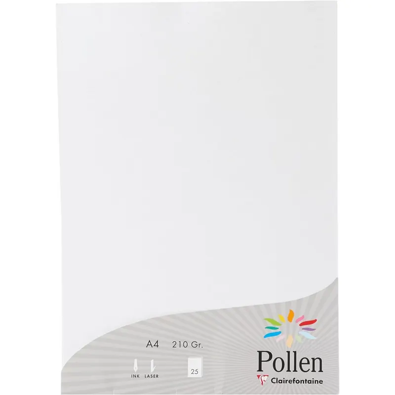 Clairefontaine Pollen Papier Perlmutt-Weiß 210g/m² DIN-A4 25 Blatt