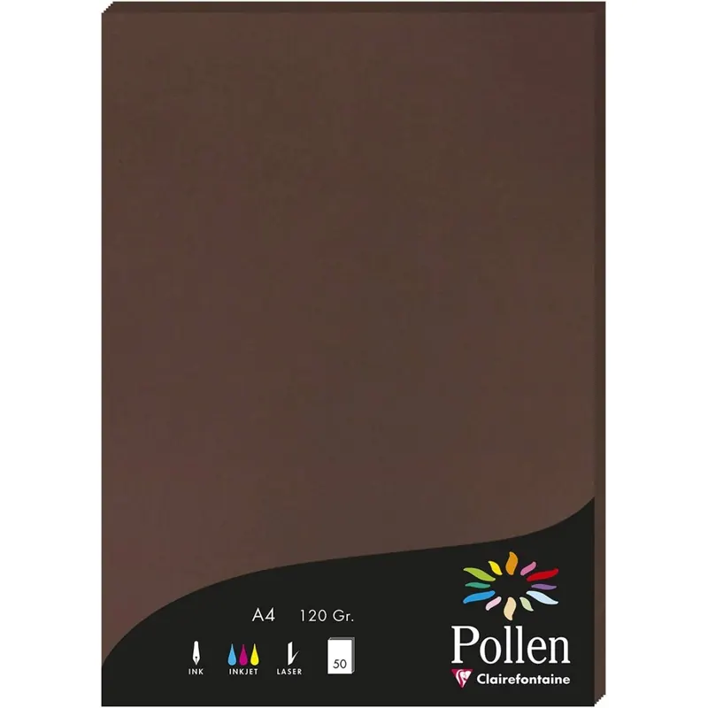 Clairefontaine Pollen Papier Schokoladenbraun 120g/m² DIN-A4 50 Blatt