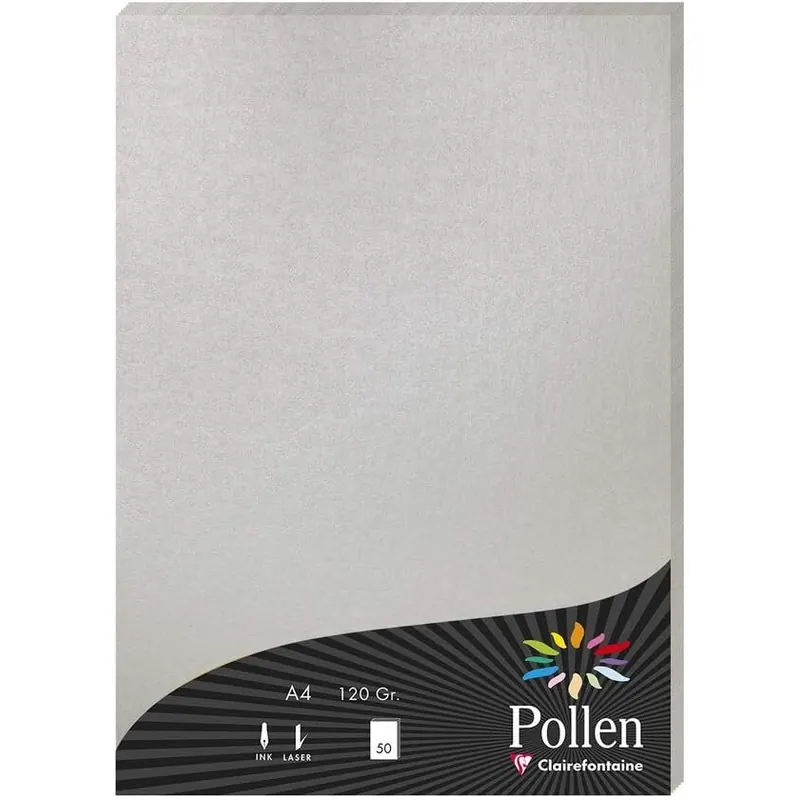Clairefontaine Pollen Papier Silber 120g/m² DIN-A4 50 Blatt